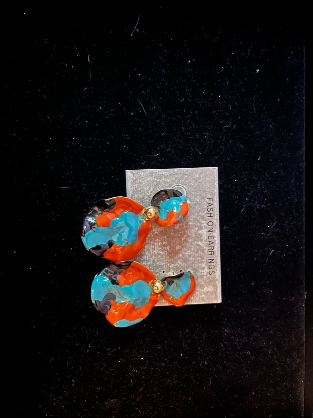 Colorful Resin Drop Earrings - Orange & Turquoise Fashion Earrings